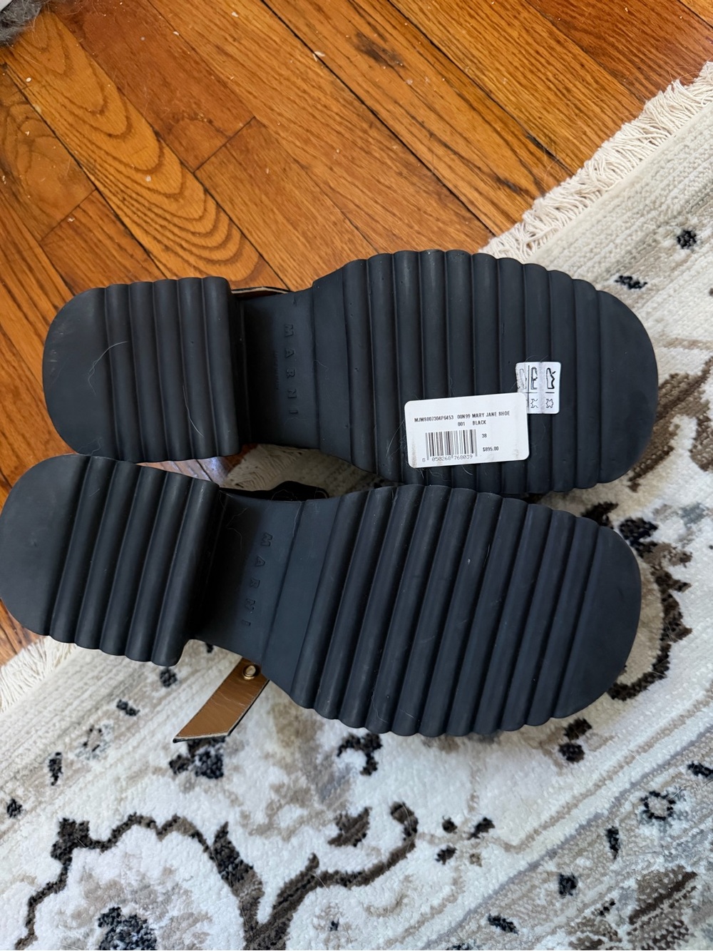 Marni Black Mary Jane Platform Loafer Shoes with Gold Buckle - Picture 3 of 3